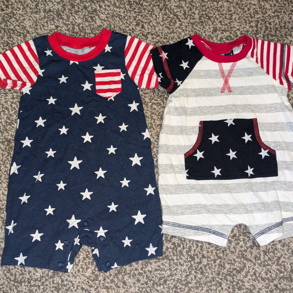 Baby Boys Patriotic romper set, 0-6m